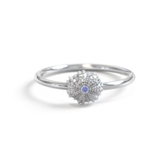 Sea Urchin Ring With Accent – 10K White Gold with Blue Sapphire