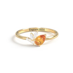 Tilted Pear Gemstone Ring with Cluster Accents