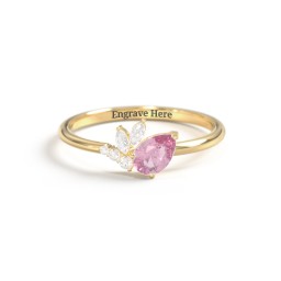 Tilted Pear Gemstone Ring with Cluster Accents