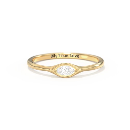 East-West Marquise Ring – 18K Gold Plated Silver with Diamond