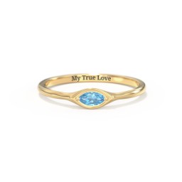 East-West Marquise Ring in 18K Gold Plated Silver with Blue Topaz