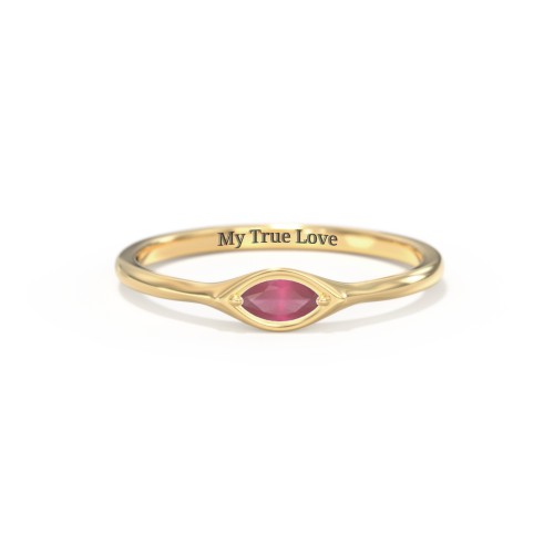 East-West Marquise Ring – 18K Gold Plated Silver with Ruby