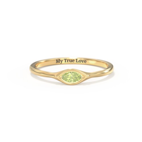 East-West Marquise Ring – 18K Gold Plated Silver with Peridot