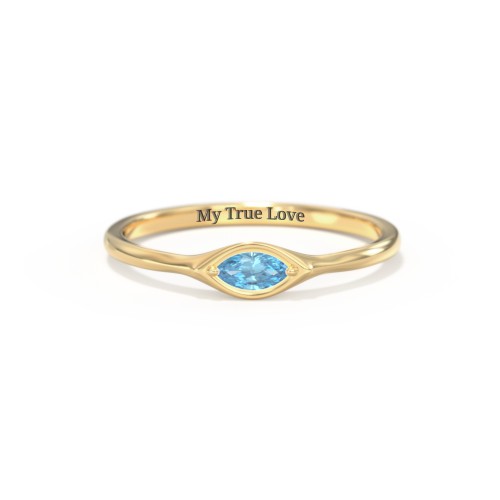 East-West Marquise Ring – 18K Gold Plated Silver with Blue Topaz