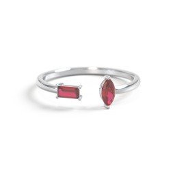 Baguette & Marquise Gemstone Open Cuff Ring