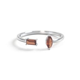 Baguette & Marquise Gemstone Open Cuff Ring