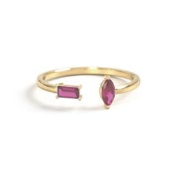 Baguette & Marquise Gemstone Open Cuff Ring