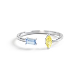 Baguette & Marquise Gemstone Open Cuff Ring