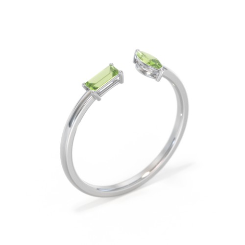 Baguette & Marquise Gemstone Open Cuff Ring