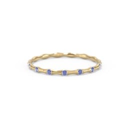 Dainty Stackable Half Eternity Ring with Bezel Set Accents