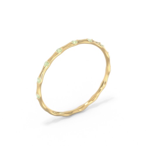 Dainty Stackable Half Eternity Ring with Bezel Set Accents