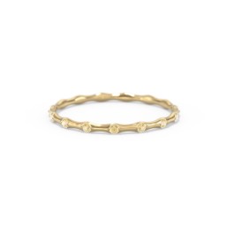 Dainty Stackable Half Eternity Ring with Bezel Set Accents in 10K Solid Yellow Gold with Citrine