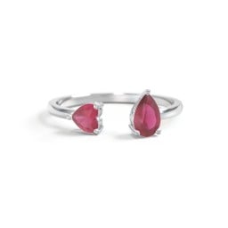 Heart & Pear Gemstone Open Cuff Ring