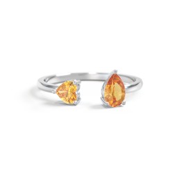 Heart & Pear Gemstone Open Cuff Ring
