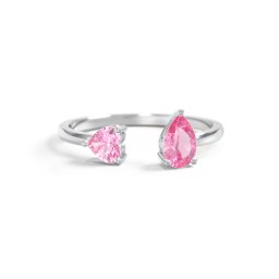 Heart & Pear Gemstone Open Cuff Ring