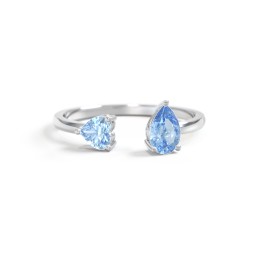 Heart & Pear Gemstone Open Cuff Ring