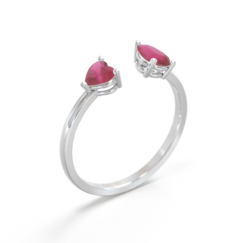 Heart & Pear Gemstone Open Cuff Ring