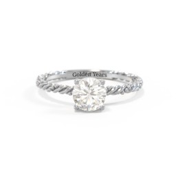 Solitaire Gemstone Ring with Twisted Rope & Bead Band