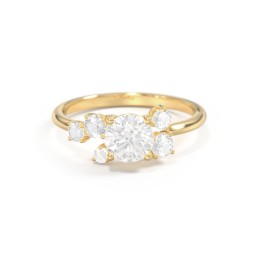 Round Gemstone Ring with Scattered Side Stones