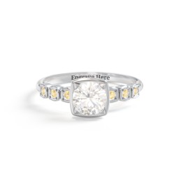 Round Gemstone Cube Ring with Star Set Accents