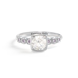 Round Gemstone Cube Ring with Star Set Accents