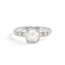 Round Gemstone Cube Ring with Star Set Accents