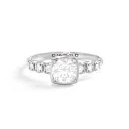 Round Gemstone Cube Ring with Star Set Accents