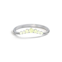 Curved Band with Tapered Accent Stones in 925 Sterling Silver with Peridot