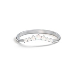 Curved Band with Tapered Accent Stones in 925 Sterling Silver with Opal