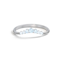 Curved Band with Tapered Accent Stones in 925 Sterling Silver with Blue Topaz