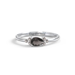 East-West Pear Gemstone Ring With Triple Side Stones