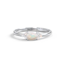 East-West Pear Gemstone Ring With Triple Side Stones