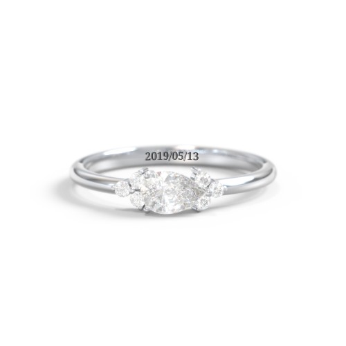 East-West Pear Gemstone Ring With Triple Side Stones