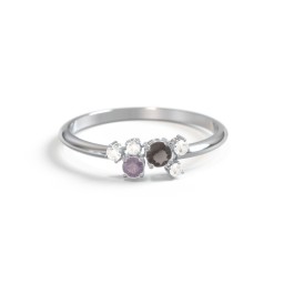 2-Stone Cluster Ring with Accent Stones