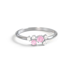 2-Stone Cluster Ring with Accent Stones
