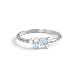 2-Stone Cluster Ring with Accent Stones