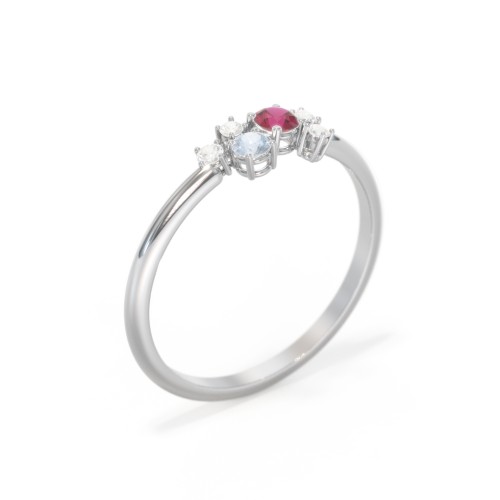 2-Stone Cluster Ring with Accent Stones