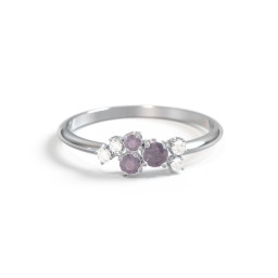 3-Stone Cluster Ring with Accent Stones in 925 Sterling Silver with Alexandrite and Cubic Zirconia