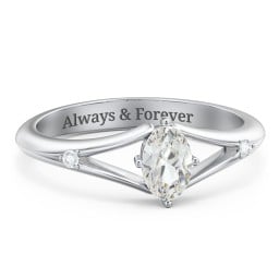 Oval Split Shank Accent Ring