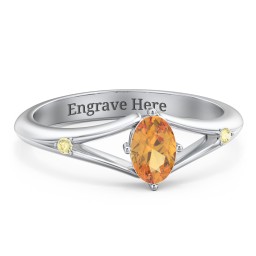 Oval Split Shank Accent Ring