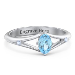 Oval Split Shank Accent Ring