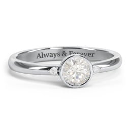 Round Bezel Solitaire with Twin Accents Ring