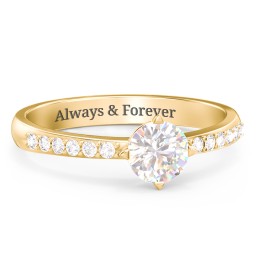 Centre Round Stone Ring with Twin Accent Rows