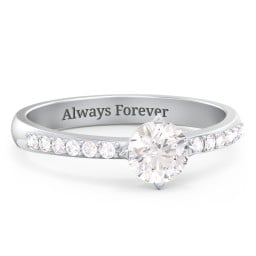 Centre Round Stone Ring with Twin Accent Rows