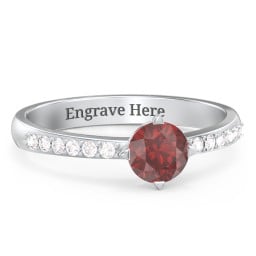 Centre Round Stone Ring with Twin Accent Rows