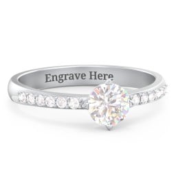Centre Round Stone Ring with Twin Accent Rows