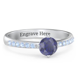Centre Round Stone Ring with Twin Accent Rows