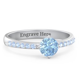 Centre Round Stone Ring with Twin Accent Rows