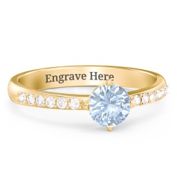 Centre Round Stone Ring with Twin Accent Rows