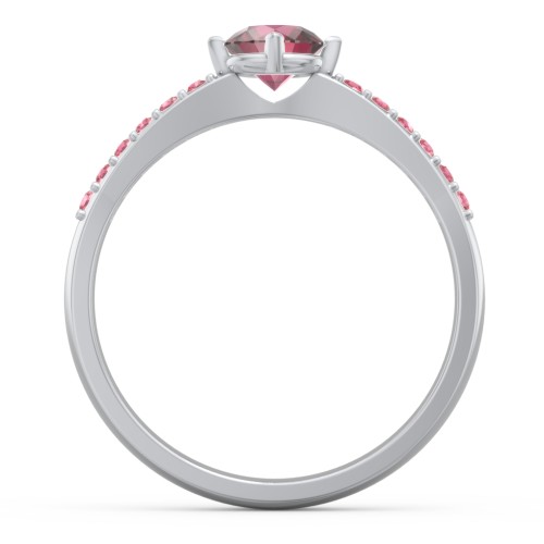 Centre Round Stone Ring with Twin Accent Rows